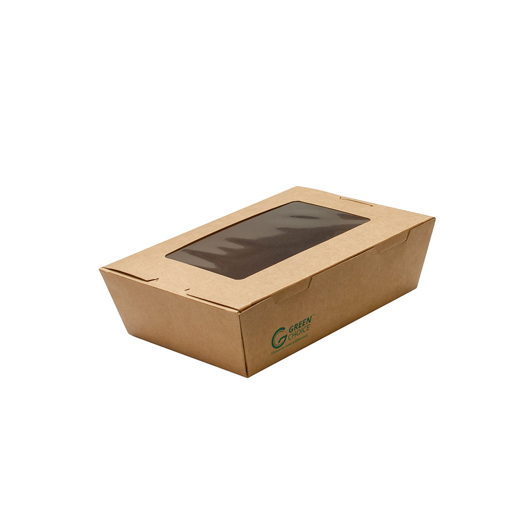 GREEN CHOICE Takeaway Box with window Kraft PLA - 200pcs - 3 Sizes