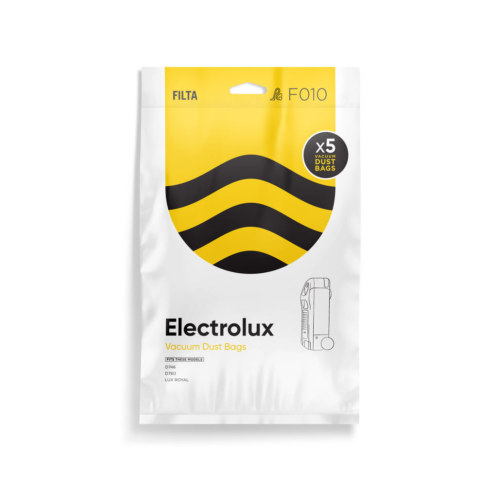 FILTA 5D Paper Vacuum Bags to suit ELECTROLUX D746 - 5 PACK (F010)