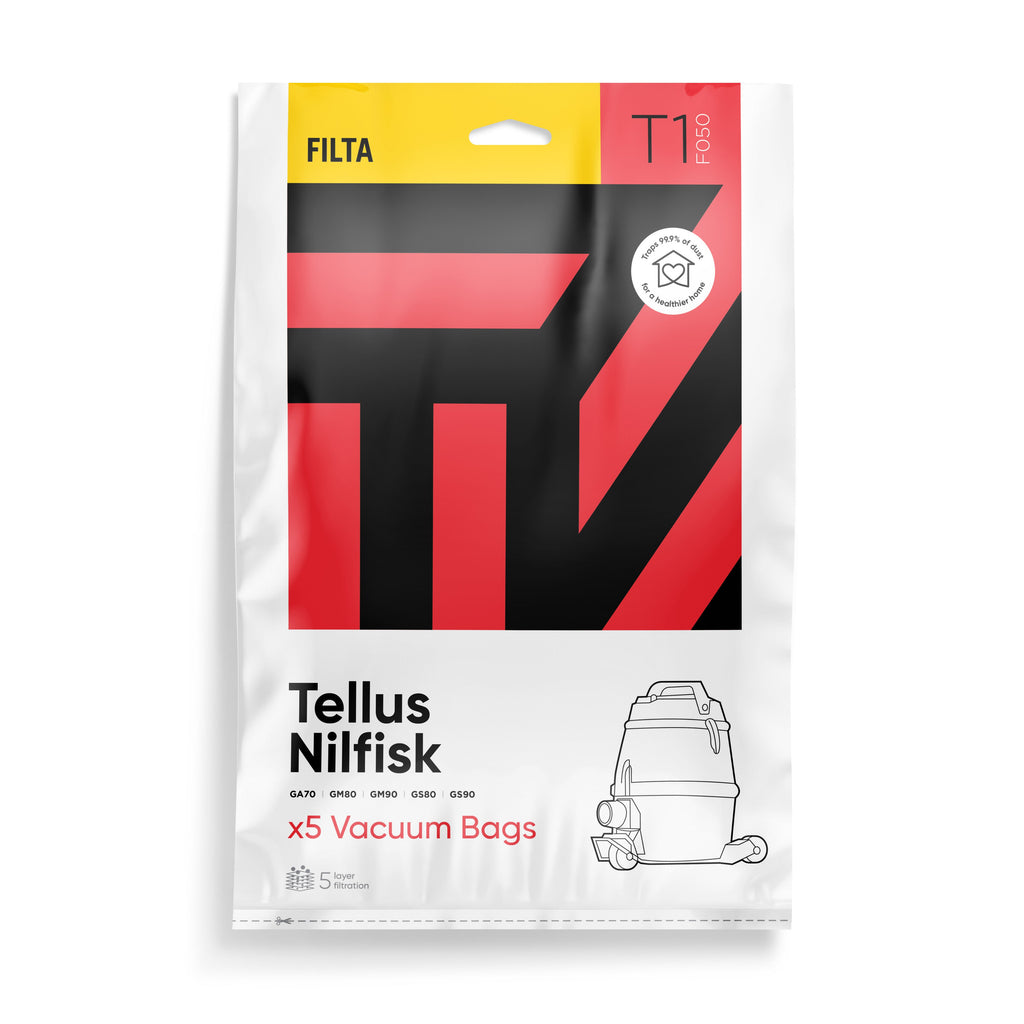 T1 - FILTA Vacuum Bags to suit TELLUS GM80, GM90 - 5 PK